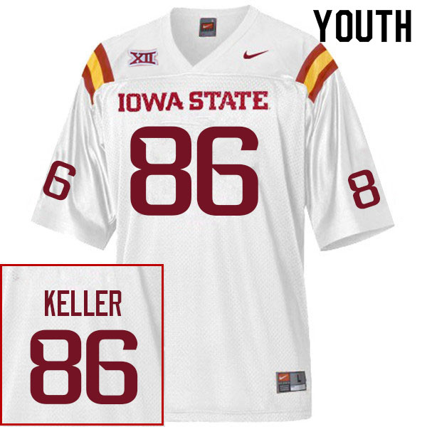 Youth #86 Andrew Keller Iowa State Cyclones College Football Jerseys Sale-White - Click Image to Close